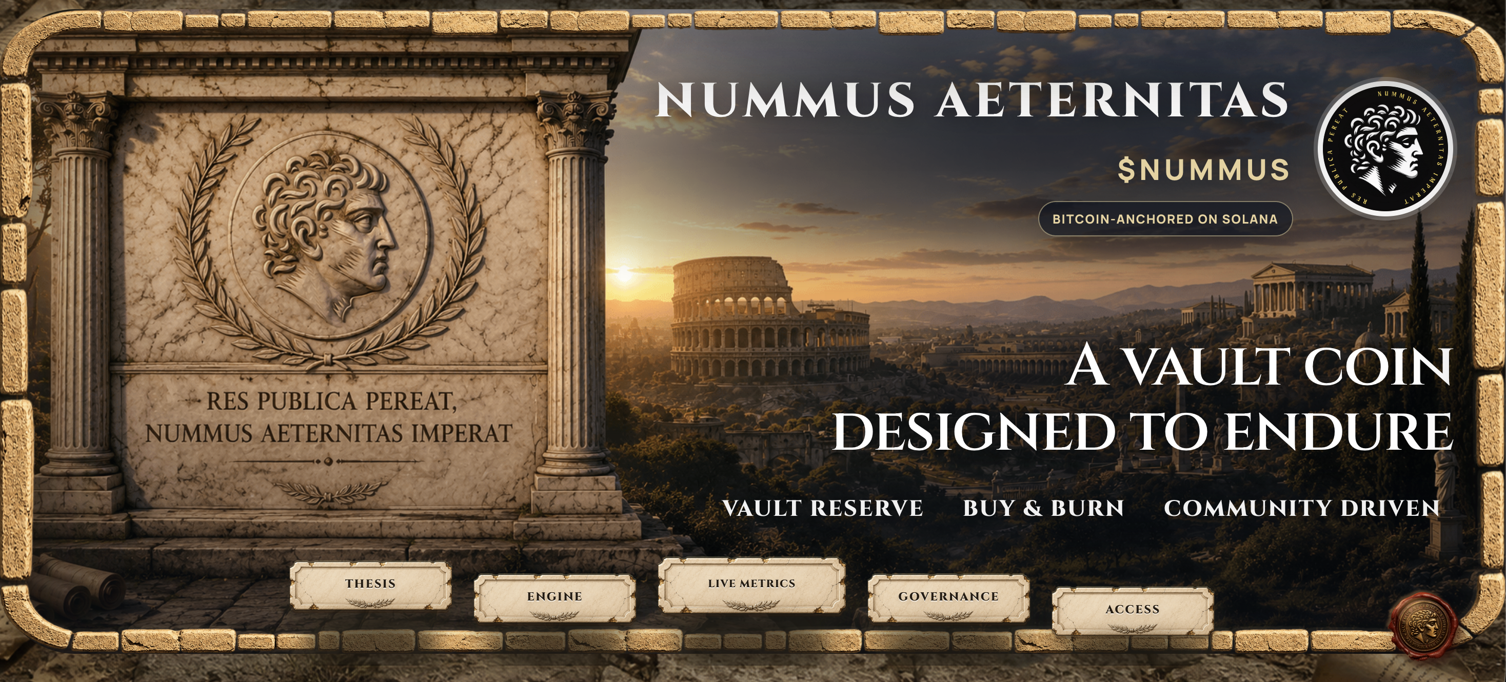 Nummus Aeternitas official Vault Coin website
